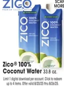 Jewel-Osco Zico 100% Coconut Water offer