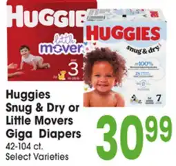Jewel-Osco Huggies Snug & Dry or Little Movers Giga Diapers offer