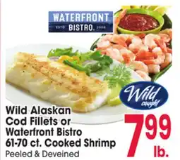 Jewel-Osco Wild Alaskan Cod Fillets or Waterfront Bistro 61-70 ct. Cooked Shrimp offer