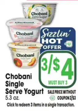 Jewel-Osco Chobani Single Serve Yogurt offer