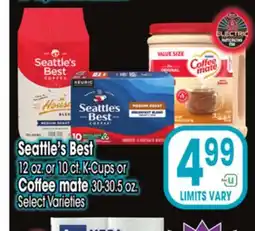 Jewel-Osco Seattle's Best 12 oz. or 10 ct. K-Cups or Coffee mate 30-30.5 oz offer