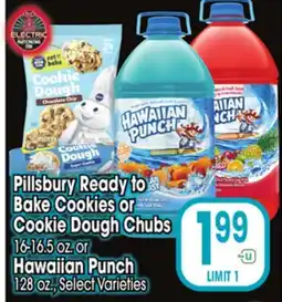 Jewel-Osco Pillsbury Ready to Bake Cookies or Cookie Dough Chubs 16-16.5 oz. or Hawaiian Punch 128 oz offer