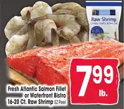 Jewel-Osco Fresh Atlantic Salmon Fillet or Waterfront Bistro 16-20 Ct. Raw Shrimp offer