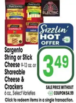 Jewel-Osco Sargento String or Stick Cheese 9-12 oz. or Shareable Cheese & Crackers 6 oz offer