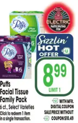 Jewel-Osco Puffs Facial Tissue Family Pack offer