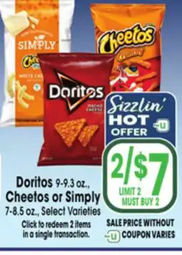Jewel-Osco Doritos 9-9.3 oz., Cheetos or Simply 7-8.5 oz offer