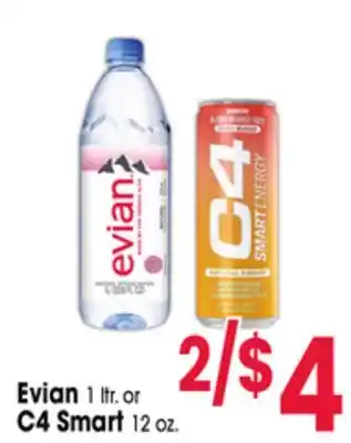 Jewel-Osco Evian 1 ltr. or C4 Smart 12 oz offer
