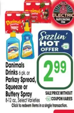 Jewel-Osco Danimals Drinks 6 pk. or Parkay Spread, Squeeze or Buttery Spray 8-12 oz offer