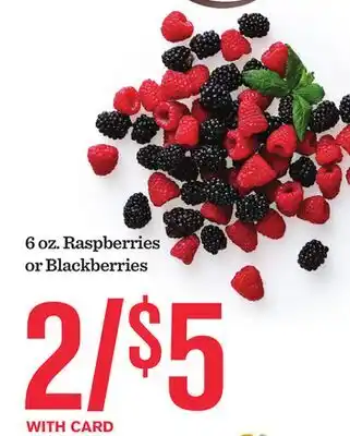 Mariano's 6 oz. Raspberries or Blackberries offer