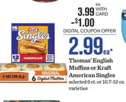 Mariano's Thomas' English Muffins or Kraft American Singles offer