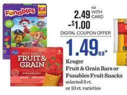 Mariano's Kroger Fruit & Grain Bars or Funables Fruit Snacks offer