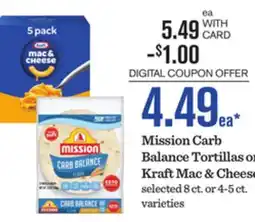 Mariano's Mission Carb Balance Tortillas or Kraft Mac & Cheese offer