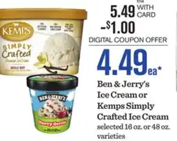 Mariano's Ben & Jerry's Ice Cream or Kemps Simply Crafted Ice Cream offer