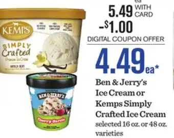 Mariano's Ben & Jerry's Ice Cream or Kemps Simply Crafted Ice Cream offer