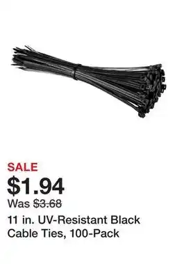 Harbor Freight Tools 11 in. UV-Resistant Black Cable Ties, 100-Pack offer