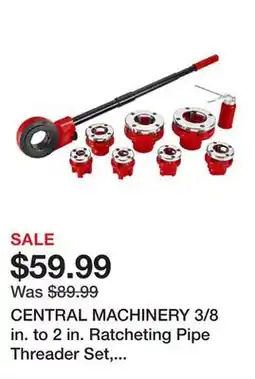 Harbor Freight Tools CENTRAL MACHINERY 3/8 in. to 2 in. Ratcheting Pipe Threader Set, 10-Piece offer