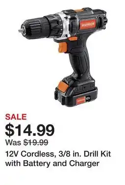 Harbor Freight Tools 12V Cordless, 3/8 in. Drill Kit with Battery and Charger offer