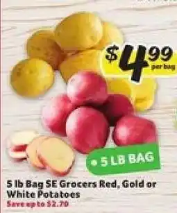 Winn Dixie 5 lb Bag SE Grocers Red, Gold or White Potatoes offer