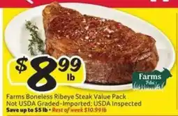 Winn Dixie Farms Boneless Ribeye Steak Value Pack offer