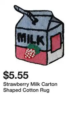 Five Below Strawberry Milk Carton Shaped Cotton Rug offer