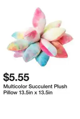 Five Below Multicolor Succulent Plush Pillow 13.5in x 13.5in offer