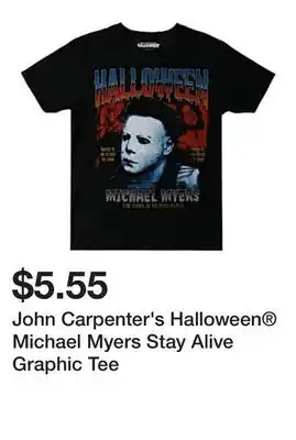 Five Below John Carpenter's Halloween Michael Myers Stay Alive Graphic Tee offer