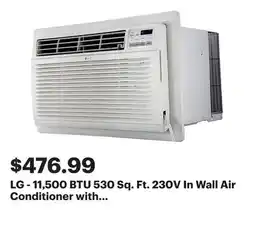 Best Buy LG - 11,500 BTU 530 Sq. Ft. 230V In Wall Air Conditioner with Remote - White offer