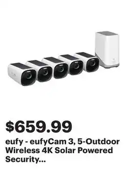 Best Buy eufy - eufyCam 3, 5-Outdoor Wireless 4K Solar Powered Security Cameras with HomeBase 3 - White offer