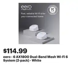 Best Buy eero - 6 AX1800 Dual-Band Mesh Wi-Fi 6 System (2-pack) - White offer
