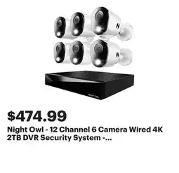 Best Buy Night Owl - 12 Channel 6 Camera Wired 4K 2TB DVR Security System - White offer
