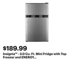 Best Buy Insignia - 3.0 Cu. Ft. Mini Fridge with Top Freezer and ENERGY STAR Certification - Stainless steel offer