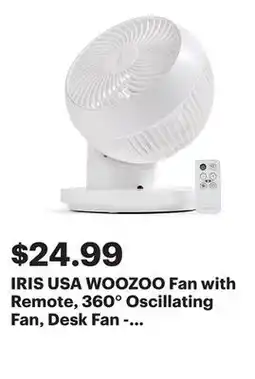 Best Buy IRIS USA WOOZOO Fan with Remote, 360° Oscillating Fan, Desk Fan - White offer