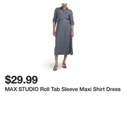 Marshalls MAX STUDIO Roll Tab Sleeve Maxi Shirt Dress offer