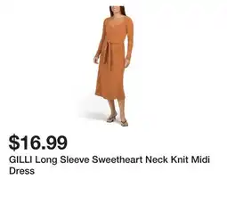 Marshalls GILLI Long Sleeve Sweetheart Neck Knit Midi Dress offer