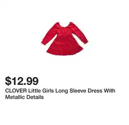 Marshalls CLOVER Little Girls Long Sleeve Dress With Metallic Details offer