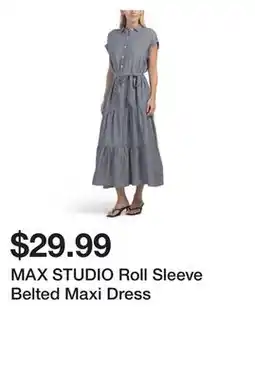 Marshalls MAX STUDIO Roll Sleeve Belted Maxi Dress offer