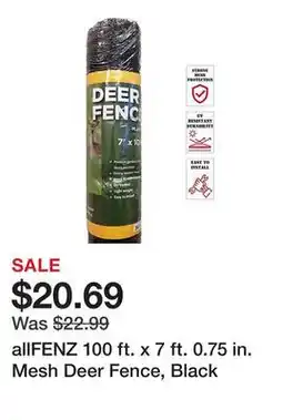 Tractor Supply Company allFENZ 100 ft. x 7 ft. 0.75 in. Mesh Deer Fence, Black offer