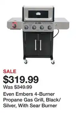 Tractor Supply Company Even Embers 4-Burner Propane Gas Grill, Black/Silver, With Sear Burner offer