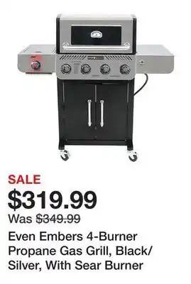 Tractor Supply Company Even Embers 4-Burner Propane Gas Grill, Black/Silver, With Sear Burner offer