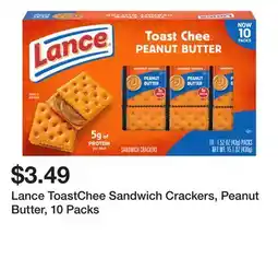 Wegmans Lance ToastChee Sandwich Crackers, Peanut Butter, 10 Packs offer
