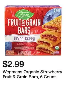 Wegmans Wegmans Organic Strawberry Fruit & Grain Bars, 6 Count offer