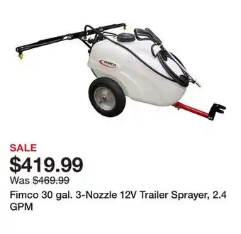 Tractor Supply Company Fimco 30 gal. 3-Nozzle 12V Trailer Sprayer, 2.4 GPM offer