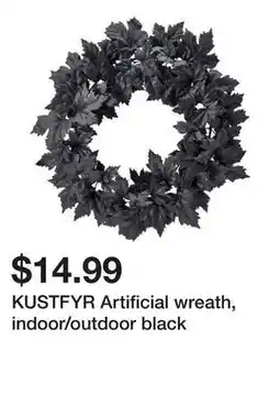 Ikea KUSTFYR Artificial wreath, indoor/outdoor black offer