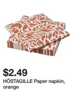 Ikea HÖSTAGILLE Paper napkin, orange offer