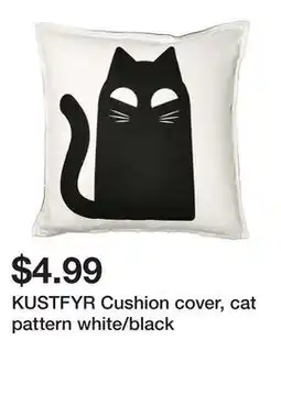 Ikea KUSTFYR Cushion cover, cat pattern white/black offer