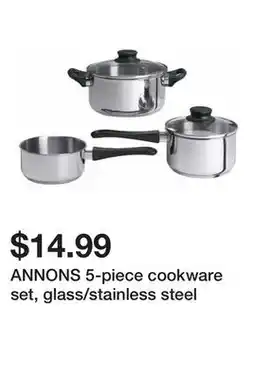Ikea ANNONS 5-piece cookware set, glass/stainless steel offer