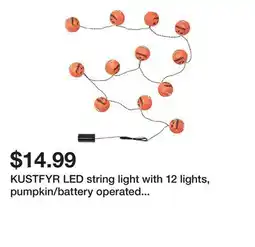 Ikea KUSTFYR LED string light with 12 lights, pumpkin/battery operated outdoor offer
