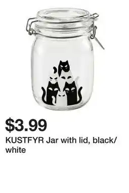 Ikea KUSTFYR Jar with lid, black/white offer