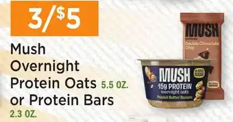 Heinen's Mush Overnight Protein Oats 5.5 OZ. or Protein Bars 2.3 OZ offer