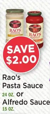 Heinen's Rao's Pasta Sauce 24 OZ. or Alfredo Sauce 15 OZ offer